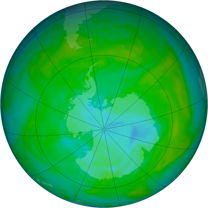 Antarctic ozone map for 19 December 2003
